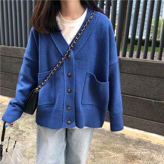 V-neck Cardigan Blue - One Size