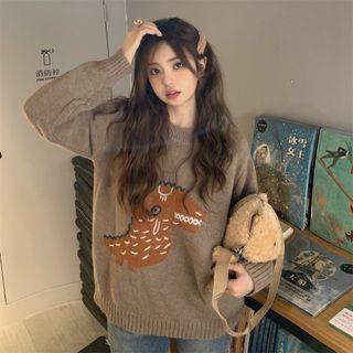 Dinosaur Print Sweater Khaki - One Size