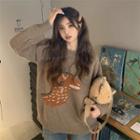 Dinosaur Print Sweater Khaki - One Size