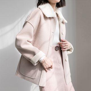 Fleece Panel Buttoned Coat