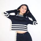 Loose-fit Striped Crop Knit Top