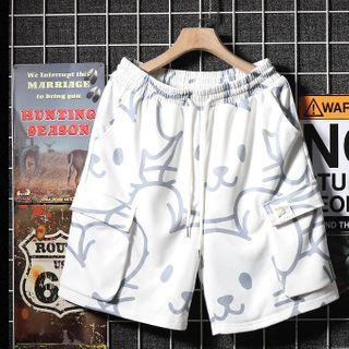 Mouse Print Drawstring Shorts