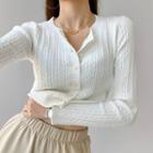 Button-down Cable-knit Crop Top