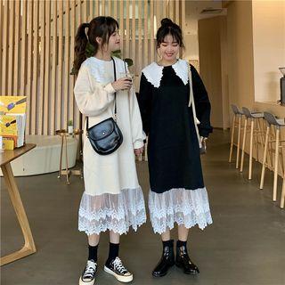 Lace Panel Oversized Midi Dress