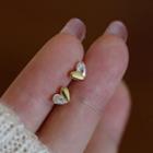 Heart Rhinestone Sterling Silver Earring 1 Pair - Sterling Silver - Gold - One Size
