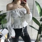 Off-shoulder Long-sleeve Ruffles Corset Blouse