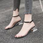 Ankle Strap Block Heel Clear Sandals