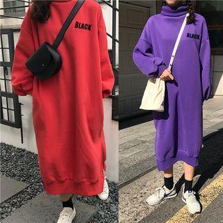 Mock Neck Printed T-shirt Dress