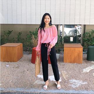 Straight-cut Colored Linen Blend Pants