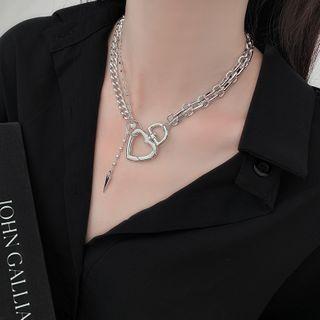 Chain Layered Necklace Silver - One Size