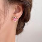 Heart Peach Faux Pearl Alloy Earring 1 Pair - Type A - Pink - One Size