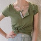 Short-sleeve Button-front T-shirt
