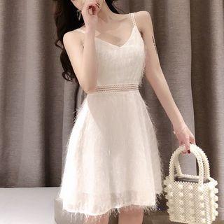 Furry Strappy Mini A-line Dress