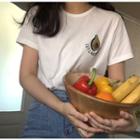Avocado Embroidered Short-sleeve Tee White - One Size