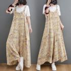 Print Wide Leg Jumper Pants Yellow - One Size
