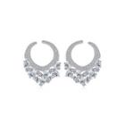 Elegant And Bright Geometric Round Earrings With Cubic Zirconia Silver - One Size