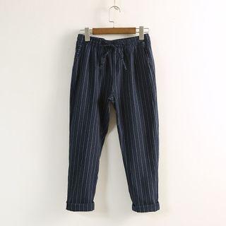 Cropped Striped Harem Pants