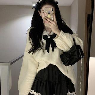 Lace Panel Bow Sweater