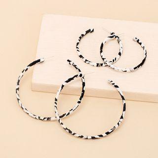 Leopard Print Faux Leather Open Hoop Earring