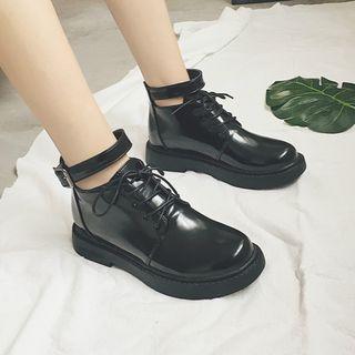 Faux Leather Ankle Strap Oxfords
