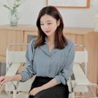 Shawl-collar Crepe Shirt