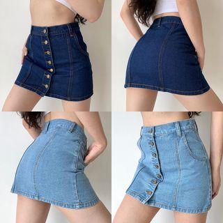 High-waist Single-breasted Denim A-line Short Skirt