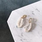 Rhinestone Faux-pearl Dangle Earrings Gold - One Size