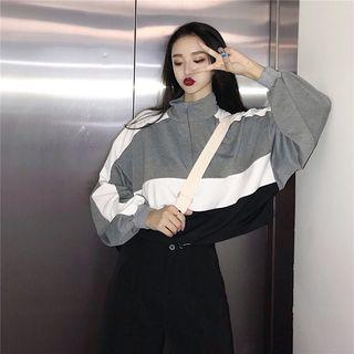 Color Block Half-zip Cropped Pullover