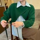 Long-sleeve Plain Shirt / Long-sleeve Cropped Sweater