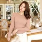 Raglan-sleeve Rib-knit Top