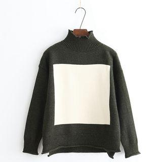 Two-tone Mock-neck Sweater