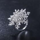 Rhinestone Snowflake Open Ring White - One Size