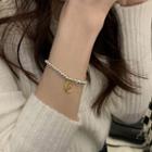Smiley Pendant Alloy Bracelet S204 - Gold - One Size