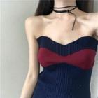 Two-tone Strapless Knit Top
