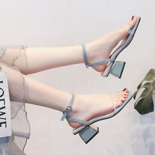 Open Toe Block Heel Clear Sandals