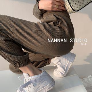 Drawcord Waffle Jogger Pants
