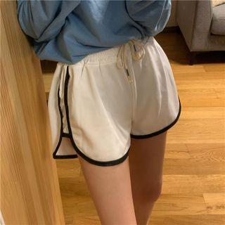 High-waist Two Tone Drawstring Wide Leg Shorts