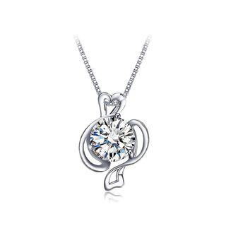 925 Sterling Silver Twelve Horoscope Pisces Pendant With White Cubic Zircon And Necklace