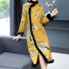 Fluffy Trim Traditional Chinese Long Coat