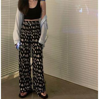 High-waist Floral Wide-leg Pants Pants - Daisy - One Size