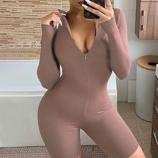 Long-sleeve Plain Romper