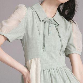 Short-sleeve Irregular A-line Polo Shirt Dress