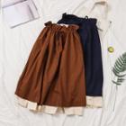 Contrast Trim Drawstring Waist Skirt