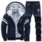 Set: Striped Hooded Zip Jacket + Cropped Harem Pants