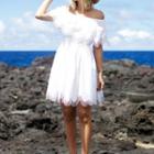 Cape-sleeve Lace A-line Dress