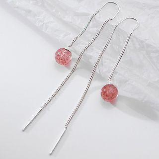 Bead Sterling Silver Dangle Earring 1 Pair - S925 Silver - Bead - Rose Pink - One Size