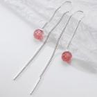 Bead Sterling Silver Dangle Earring 1 Pair - S925 Silver - Bead - Rose Pink - One Size