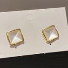 Square Faux Cat Eye Stone Alloy Earring 1 Pair - Gold - One Size
