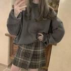 Sweatshirt / Plaid Mini A-line Skirt / Set