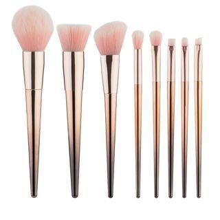 Set Of 8: Makeup Brush Set Of 8: Gray & Gold - One Size